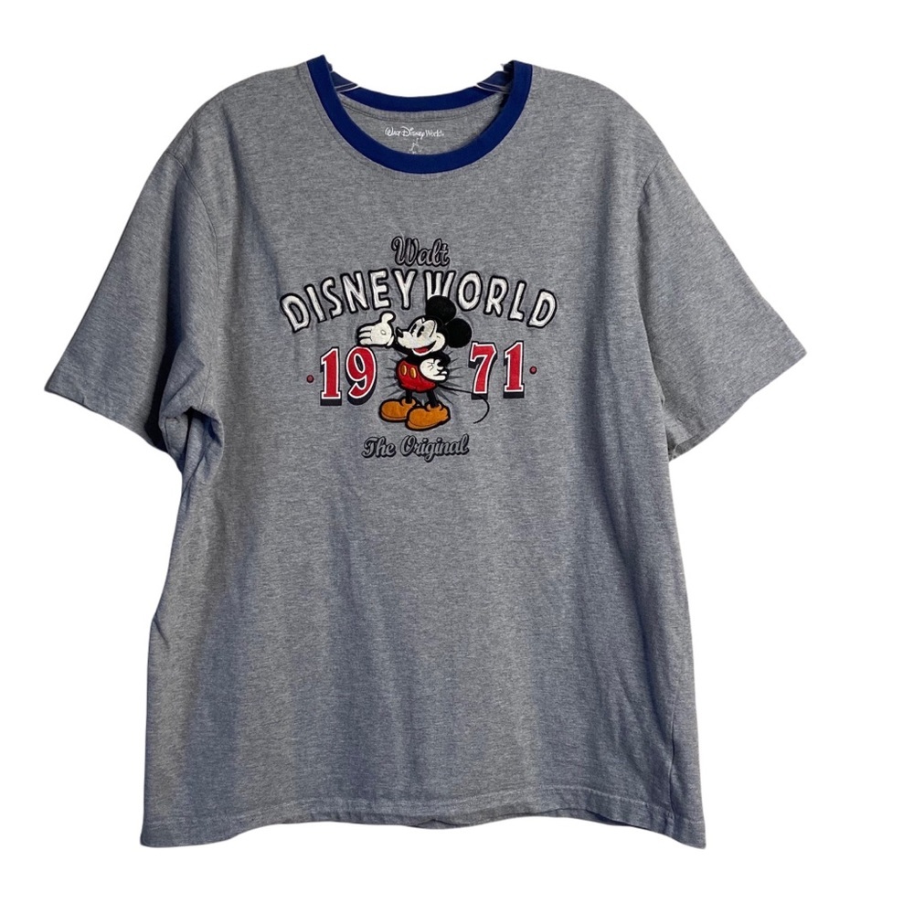 Walt Disney World Embroidered Mickey 1971 Grey T Shirt XL